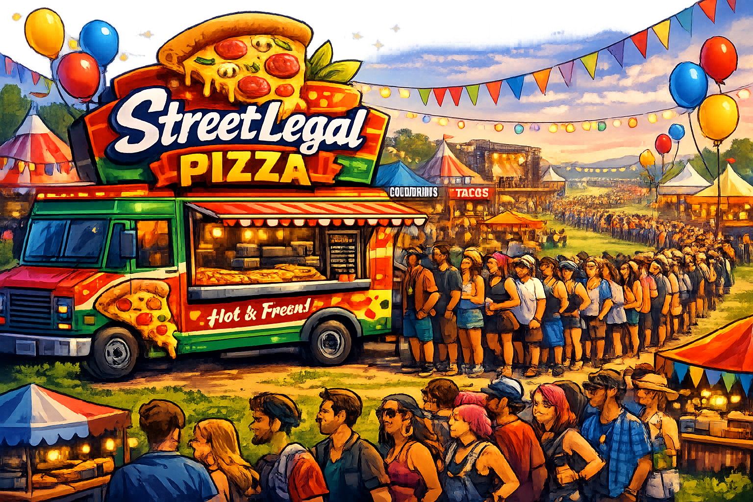Colorful food truck illustration